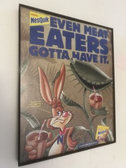 Vintage Nesquik Advertising Poster (Framed) – “Even Meat Eaters Gotta Have It”