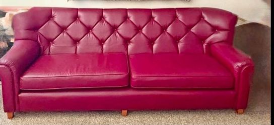 Mid - Century 8' Leather Couch