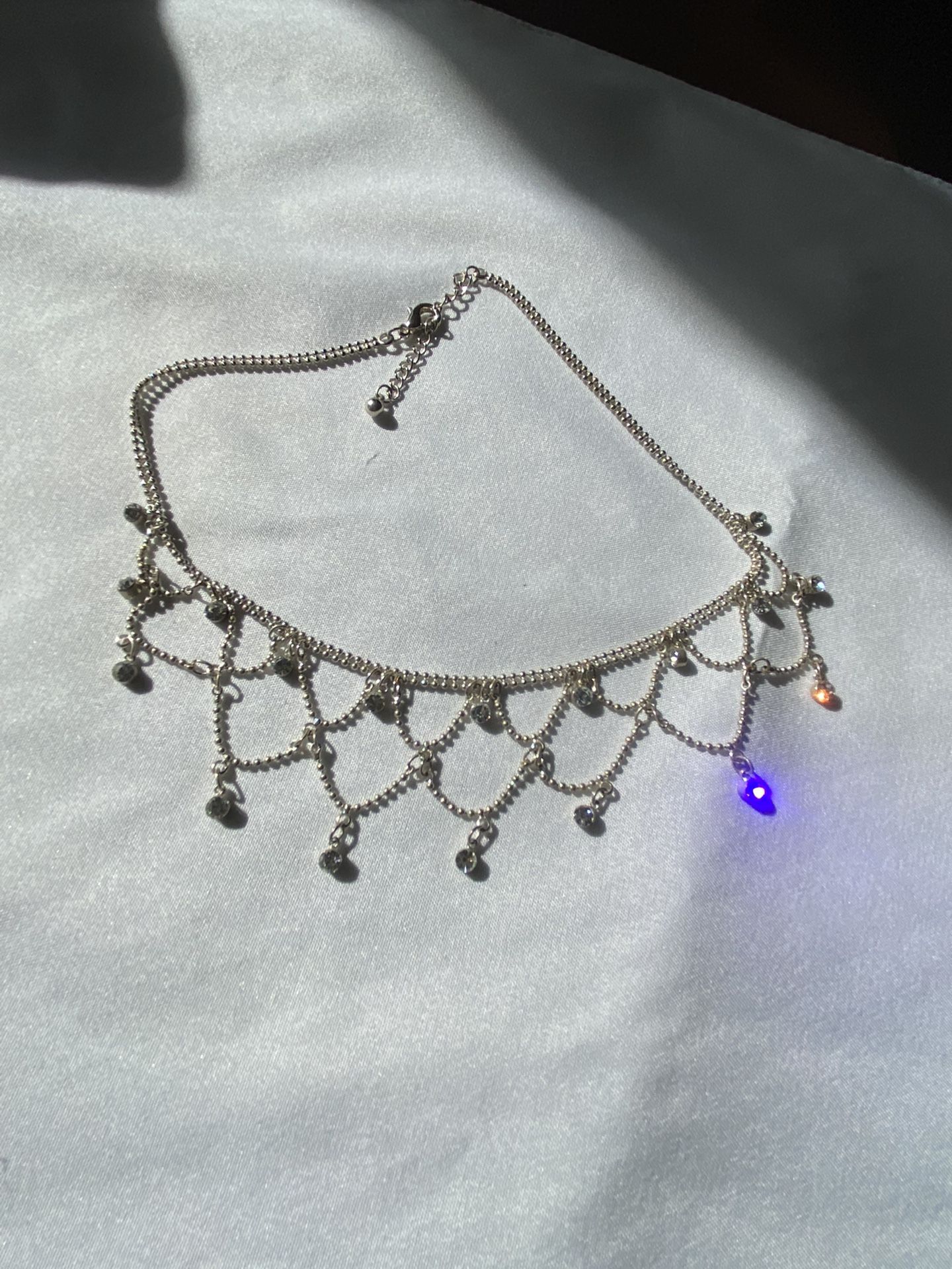 Sparkly dainty bib chain choker necklace. Very pretty in the sunlight