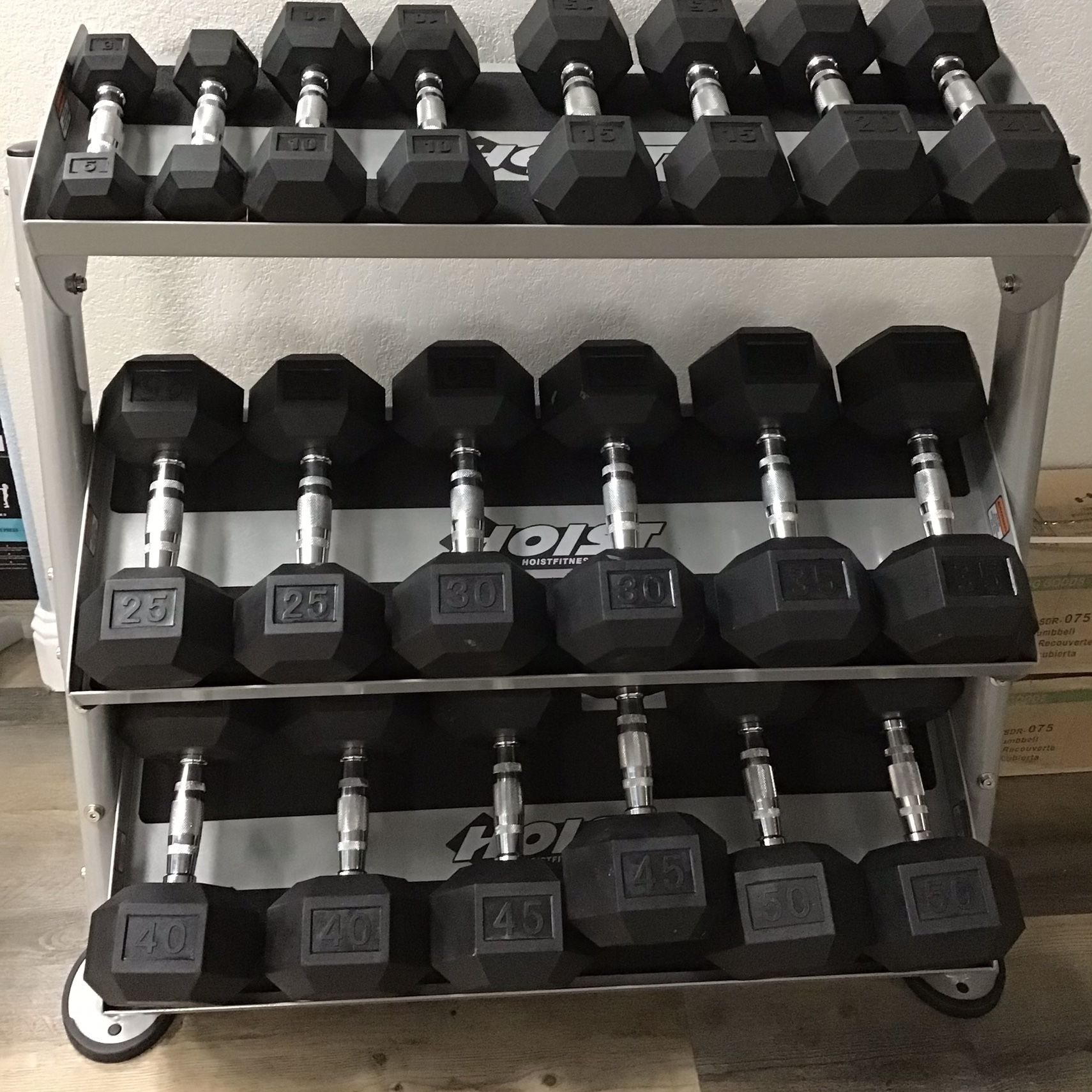 Rubber Coated Dumbbell Set 5-50lb