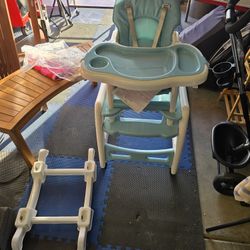 5 in 1 Baby High Chair, Convertible Toddler Table Chair Set, Multi-Function Seat with Lockable Universal Wheels