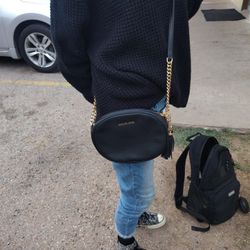 Authentic Michael Kors Crossbody Purse All Black With Gold Trim Brand New!! 