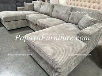 NEW U Shape Sectional with TWO Left Right Chaise Lounger Lounge Set Modern Light Grey Seccional Ashley Style Designer Furniture Clearance Big SALE