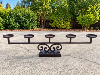 Vintage Wrought Iron 5-Pillar Candle Holder