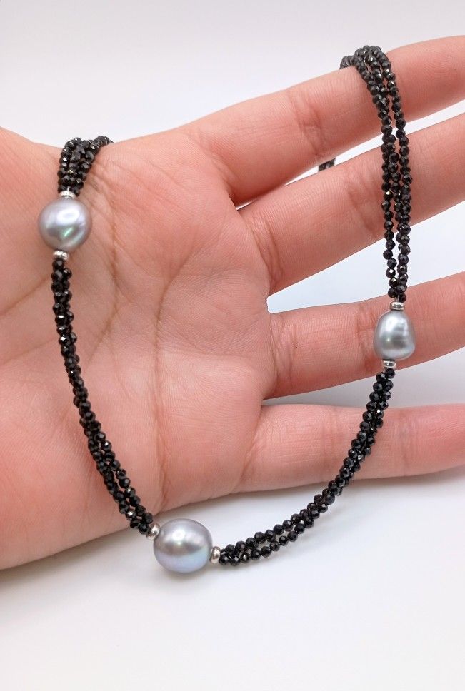 Black Choker Necklace Adjustable Pearl Jewelry