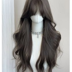 26-Inch Honey Brown Long Curly Wavy Wig