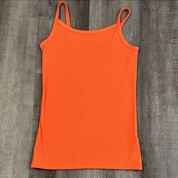 New Women’s Medium Orange Slim Fit Ribbed Cami Tank Top