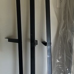 Queen wood bed frame with metal bars