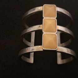 SilverTone Wide Cuff Bangle Bracelet,by VINCE CAMUTO