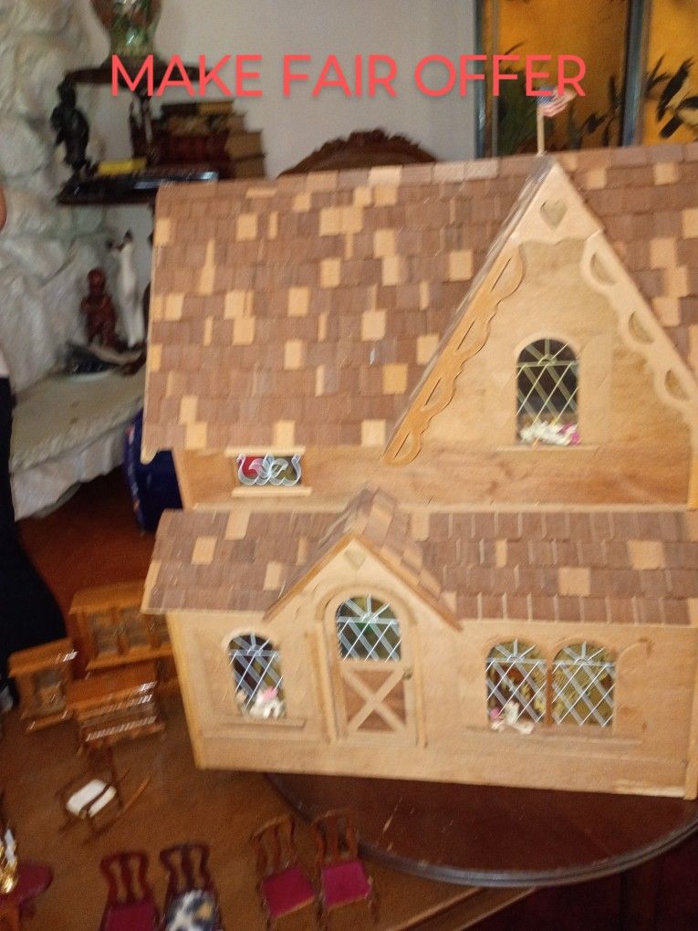 Hand Crafted Cedar Dollhouse!! Make An Offer!