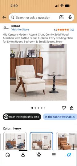 Mid Century Modern Accent Chair Ivory