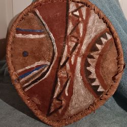 Vintage African Tribal Shield 10"×13"
