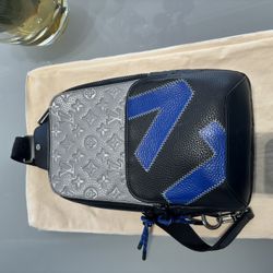 LV Avenue Sling Bag Blue Block Letters