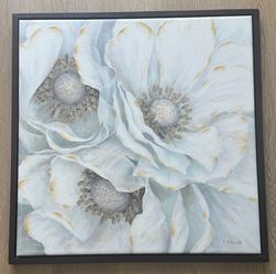 F. de Villeneuve Framed Floral Canvas Art 27.5 in / 70 cm