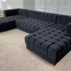 Lipa Black U Shape Sectional Sofa ✨Same Day Delivery✨Financing Available