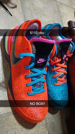 Orange and blue LeBron shoes