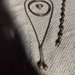 4 Pieces Silver Set, Bracelet, Nacklace , Bangle And 💍 