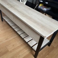 Open-Top Storage Bench with Shoe Shelf