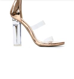 Herstyle clear and Rose gold heels