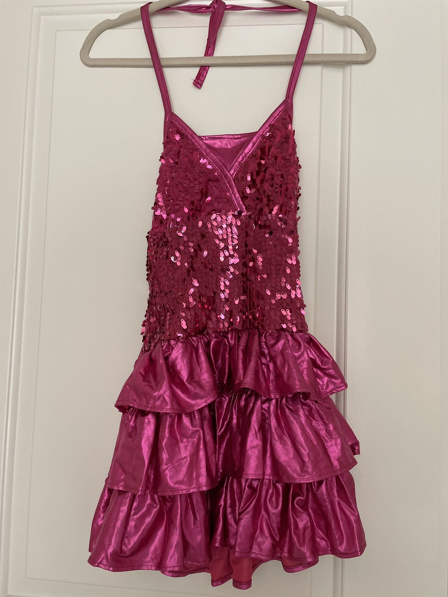 Girls Pink Sequined Halter Neck Top Size: YL