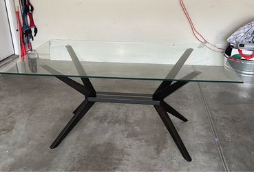 Rectangle glass dining table
