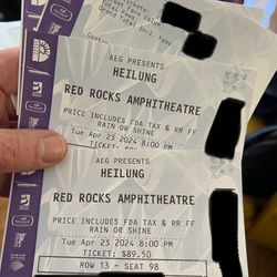 Heilung Red Rocks amphitheater April 23 Two Tickets