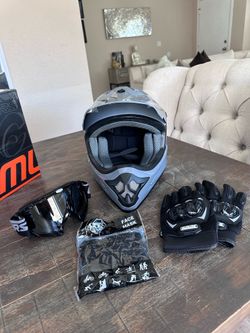 Dirt Bike Helmet Set w/ Goggles, Gloves & Mask - New!