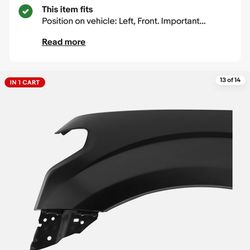 Front Driver Side Fender 2016 Ford F150
