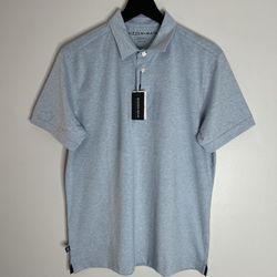 Mizzen + Main Wilson Polo Shirt Mens Medium Trim Fit Light Pastel Blue NWT