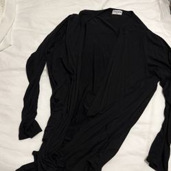 Black Women’s  XL Cardigan, Light Weight T-shirt Material With Pockets- Long 