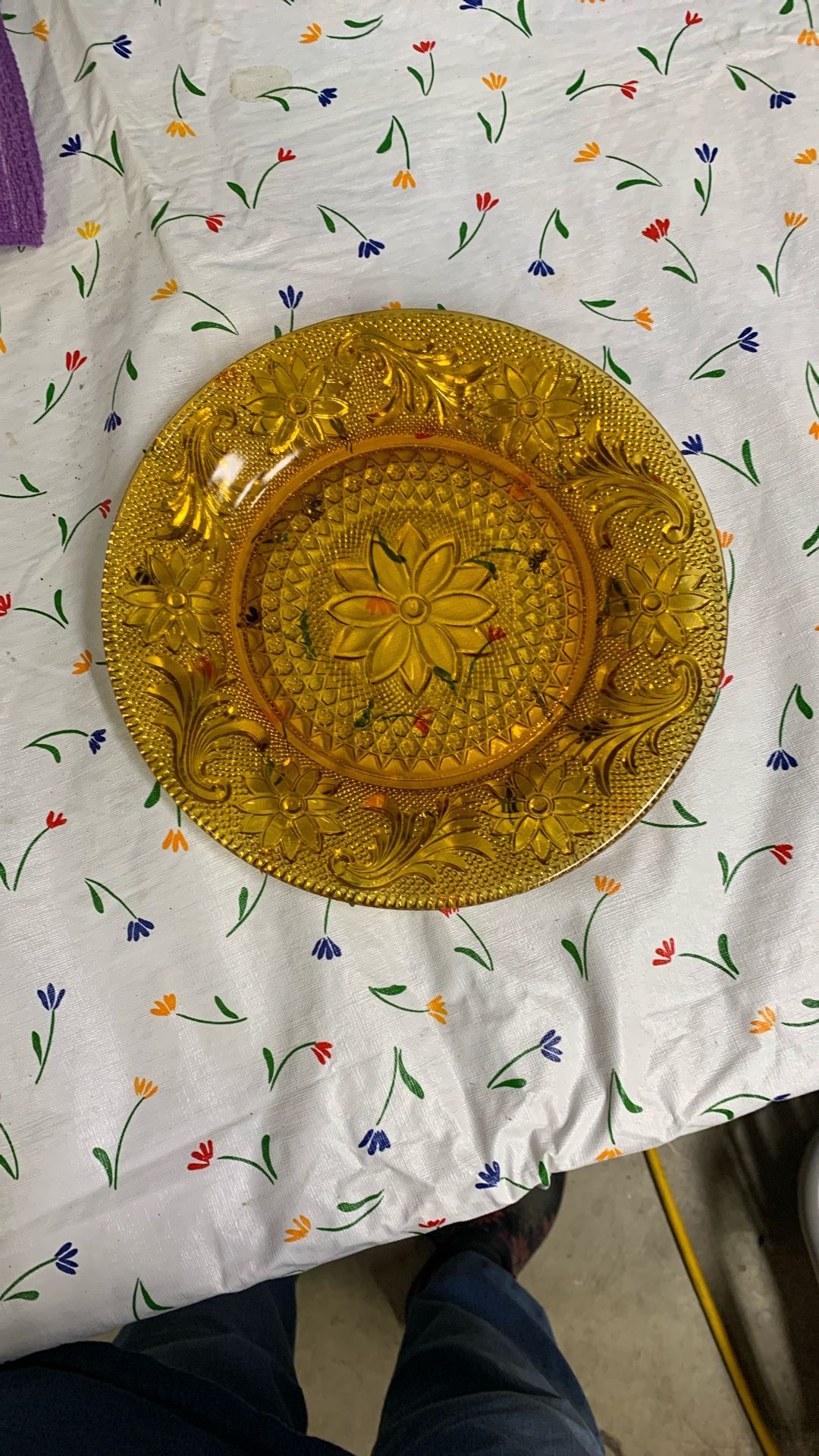 vintage amber dessert plate