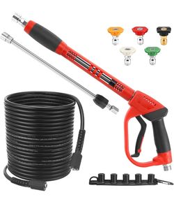 Tool Daily Pressure Washer Gun and Hose Kit, 50 FT Power Washer Hose M22-14 Fitting