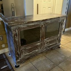 Vintage Wood & Glass Cabinet