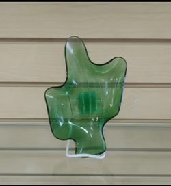 Smaller Cactus shape glass plate / Holding Tray  ( NEW ) green