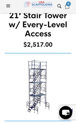 New. USA 21’ Scaffolding Stair Tower with Every Level Access