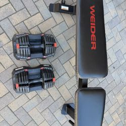 Weider Adjustable Bench With Adjustable Dumbbells