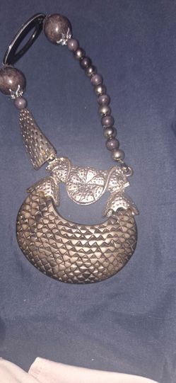 Silver-Tone Beaded Statement Necklace