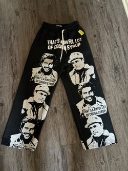 Awful lot cough syrup x assail sweat pants size m black and grey