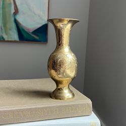 Vintage Brass Etched Vase ( H7.8” ) firm on price 