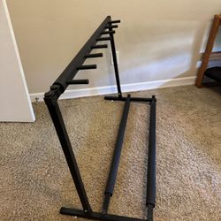 Kuyal Multi-Guitar Display Rack Folding Stand - Band Stage Bass & Acoustic Guitar, Black (7 Holder)