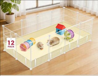 Viscoo 12 Panels Guinea Pig Cages, 48" x 24" x 16" DIY Small Animal Playpen with Waterproof Mat, C&C Cage for Guinea Pigs, Bunny, Hamsters, Indoor Por