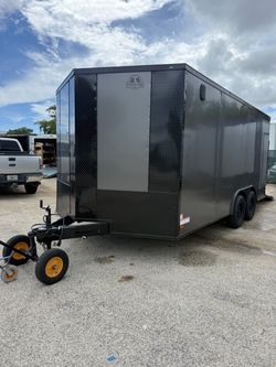 Trailer enclosed 8 1/2 x 16 polycore 0.80 titanium Cargo financing available. We can take credit card delivery available and we can take trade-in.