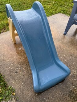 Toddler Plastic Slide Blue and Tan