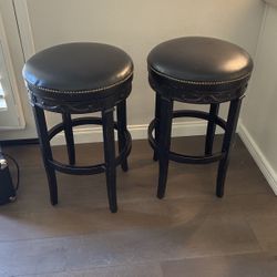 30” Leather Swivel Bar Stools 