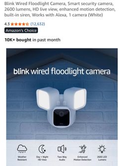 white blink wired floodlight