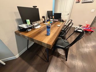 Kitchen table with 4 cafe style metal chairs