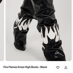 Fashion Nova Fire Flame Knee High Boots