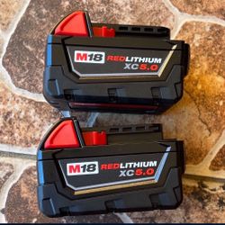 🔴⚫️Milwaukee M18.     5.0. Battery’s.    X2