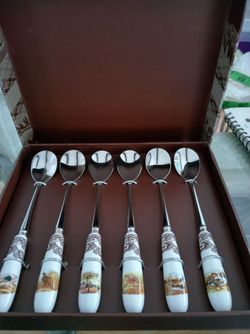 Spode Woodland Pattern Set Of 6 Teaspoons NIB