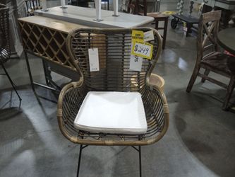 Belliny Woven Rattan Wingback Dining Chair with Cushion - Circa Loft, Floor Sample